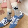 Simple Original Socks Socks Boneless Socks Retro Style Pet Park Cute Cartoon Medium Tube Kitten Cotton Socks Average Size