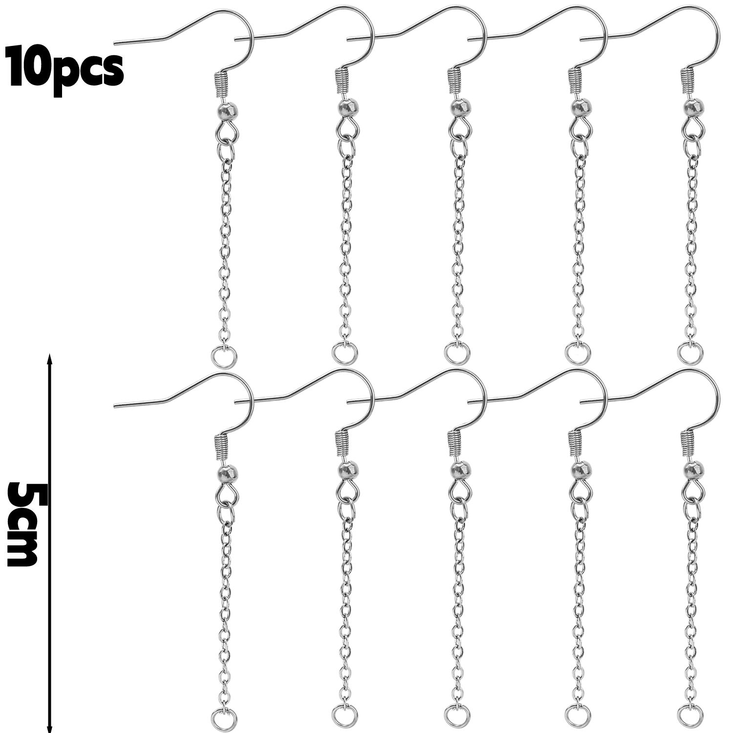 

10pcs Stainless Steel Earring Hooks Wires Extension Chain Connector For DIY Hypoallergenic Dangle Ear Jewelry Material Findings