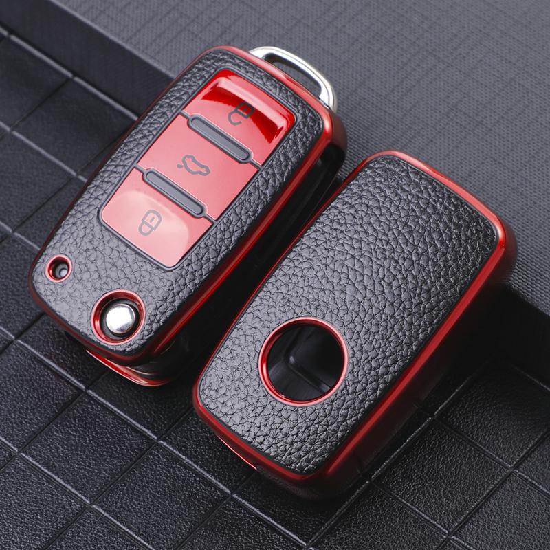 TPU Leather Car Key Cover Case for Volkswagen VW Polo Tiguan Passat B5 B6 B7 Golf EOS Scirocco Jetta MK6 Accessories