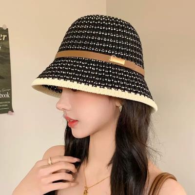 Breathable Sunshade Bucket Hat Women's Summer Temperament Bucket Hat Contrasting Colors Fashionable Foldable Sunscreen Basin Hat