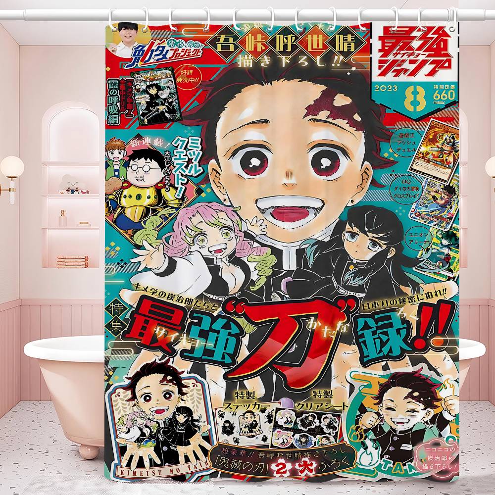 D-Demon Slayer 1pc Shower Curtain Polyester Waterproof Shower Curtain Bathroom Partition Curtain Decoration Accessories