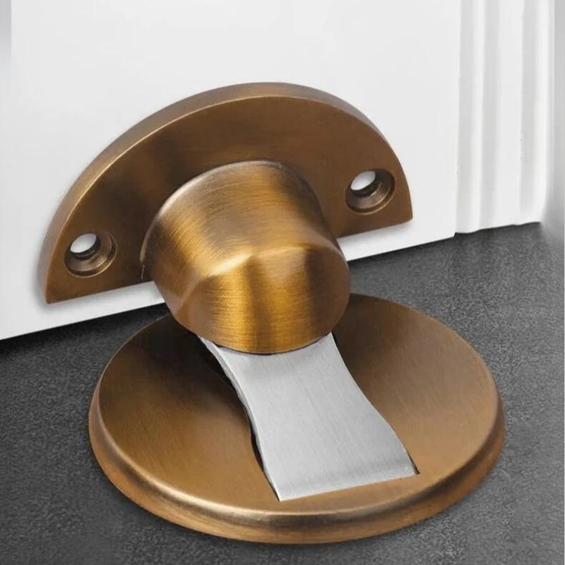 1/2PCS Punch Free Invisible Door Stop Strong Magnetic Household Bedroom Bathroom Anti Collision Mute Floor Selflocking Stopper