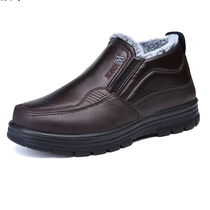 Inverno Nuovi Stivali in Pelle Impermeabili Antiscivolo Stivali da Neve Scarpe di Cotone da Uomo Calore Cotone Ispessito Stivaletti