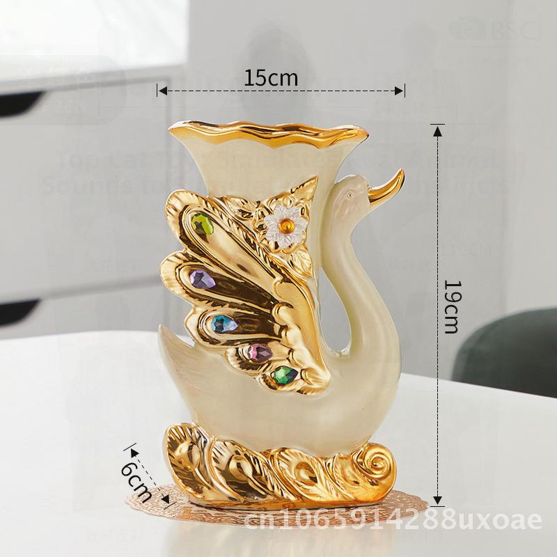 Swan Pair Ceramic Vase Modern Minimalist Style Creative Artwork for Living Room TV Cabinet Decor Cross-border Exclusive