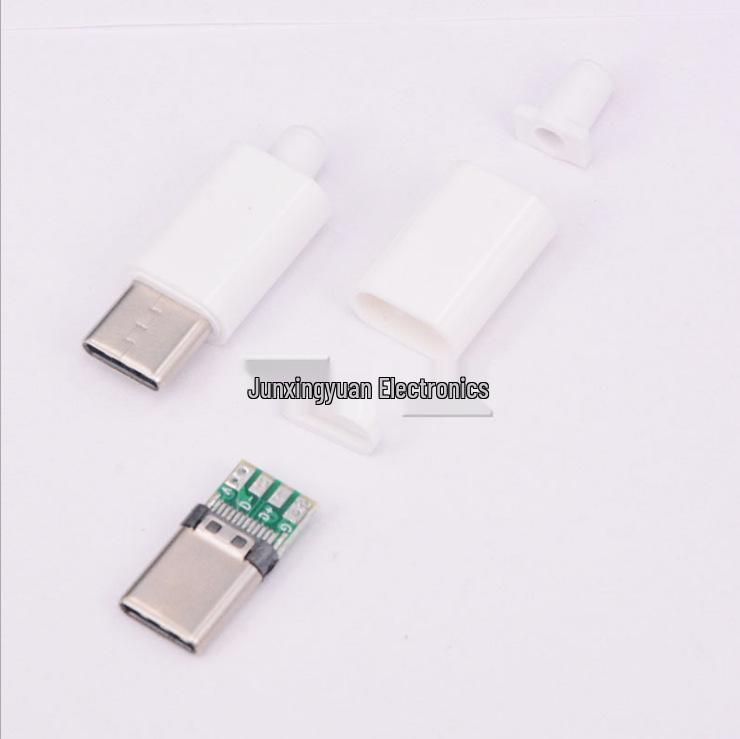 USB 3.1 Type-C Male Connector with PCB Board and Black Shell