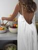 Backless Halter Ice Silk Long Dress - Women's Summer Solid Color Shirred Maxi Skirt
