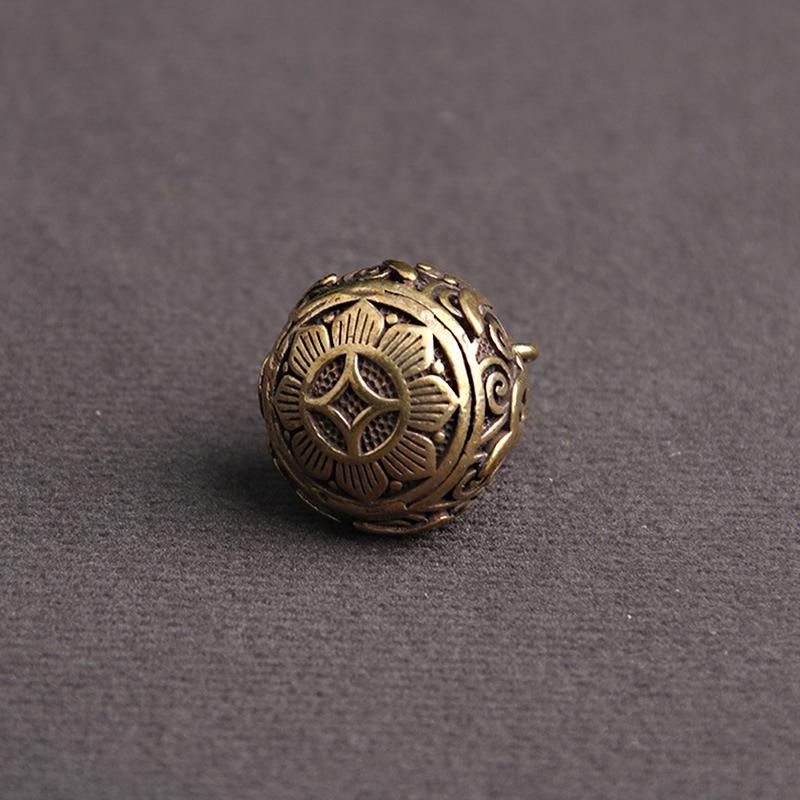 Brass Letters Blessing Lotus Gourd Charms Lucky Keychain Pendants Pill Box Container Bottle