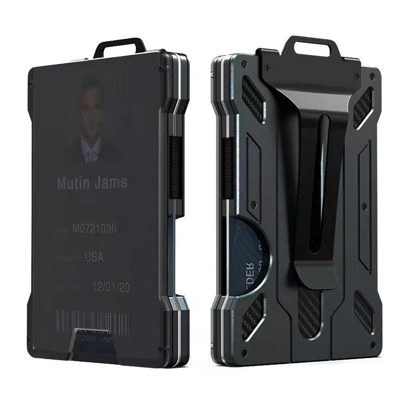2023 RFID Anti-Theft Transparent ID Card Holder & Aluminum Wallet чёрный