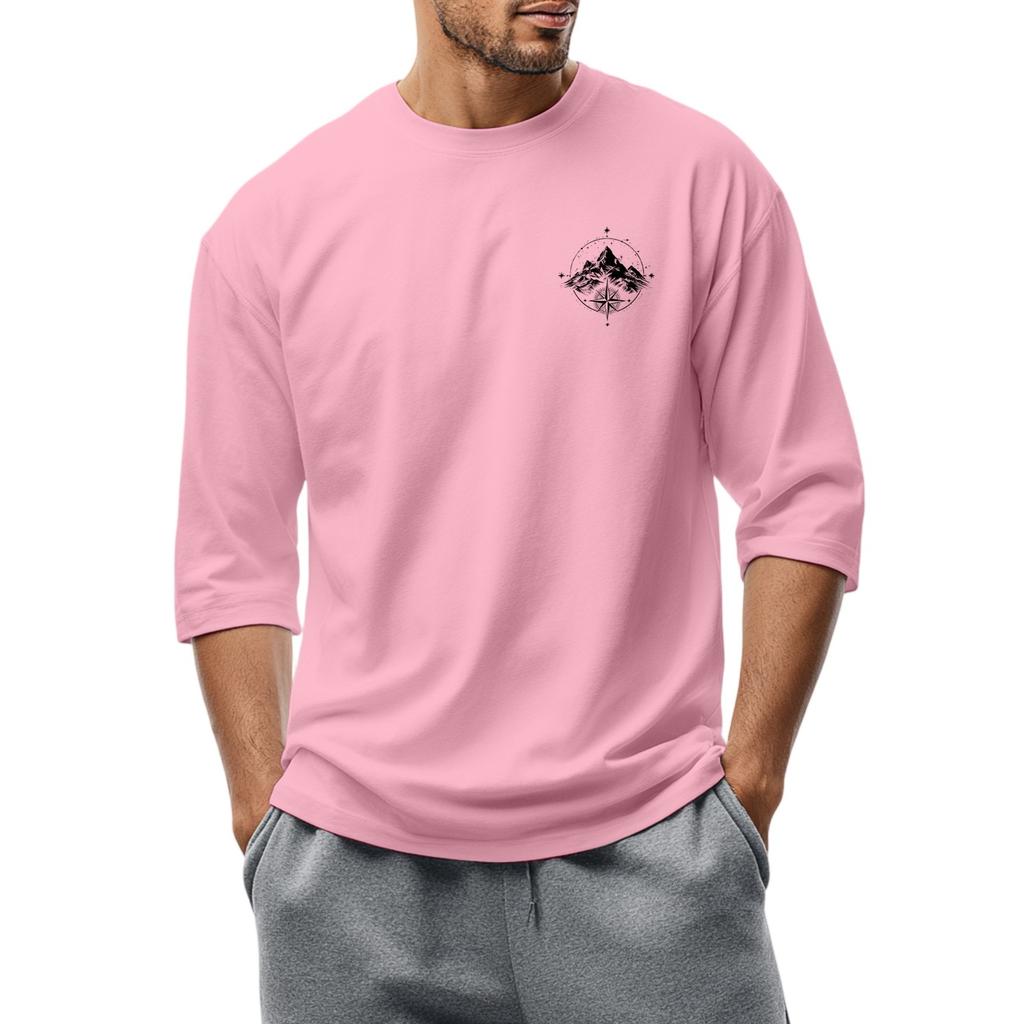 Herren-T-Shirt mit Rundhalsausschnitt, Dreiviertelärmeln, lässiges modisches Oberteil