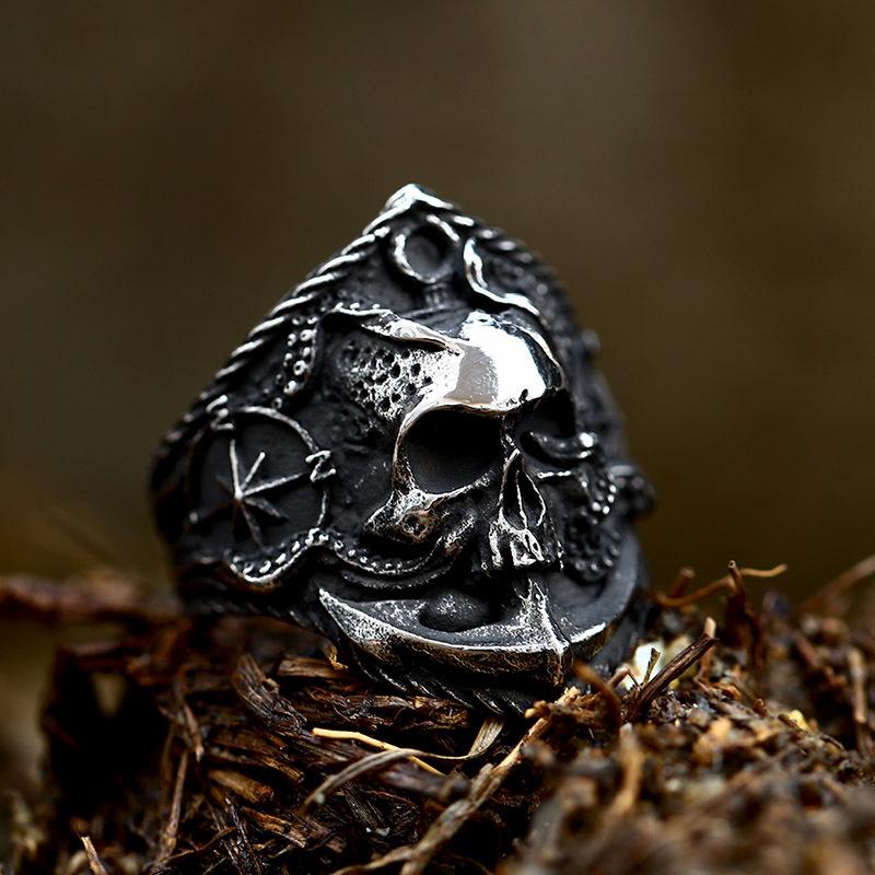 Anelli a Teschio Gotici Multistile per Uomo Acciaio Inossidabile Biker Motociclista Gioielli Anello Festa di Halloween Dropshipping