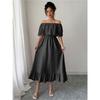 European And American Style Ladies Summer Long Skirt Temperament Elegant Style Strapless A-line Lace Ruffled Dress