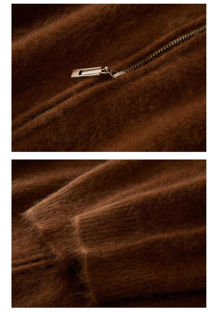 Fleece Series: Cashmere Zipper Cardigan - Thick Long Sleeve Sweater for Autumn/Winter