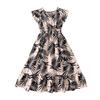 Sweet Dress for Girls, Autumn Children's Fashion V-neck Butterfly Sleeve Striped Pleated Waist Dress