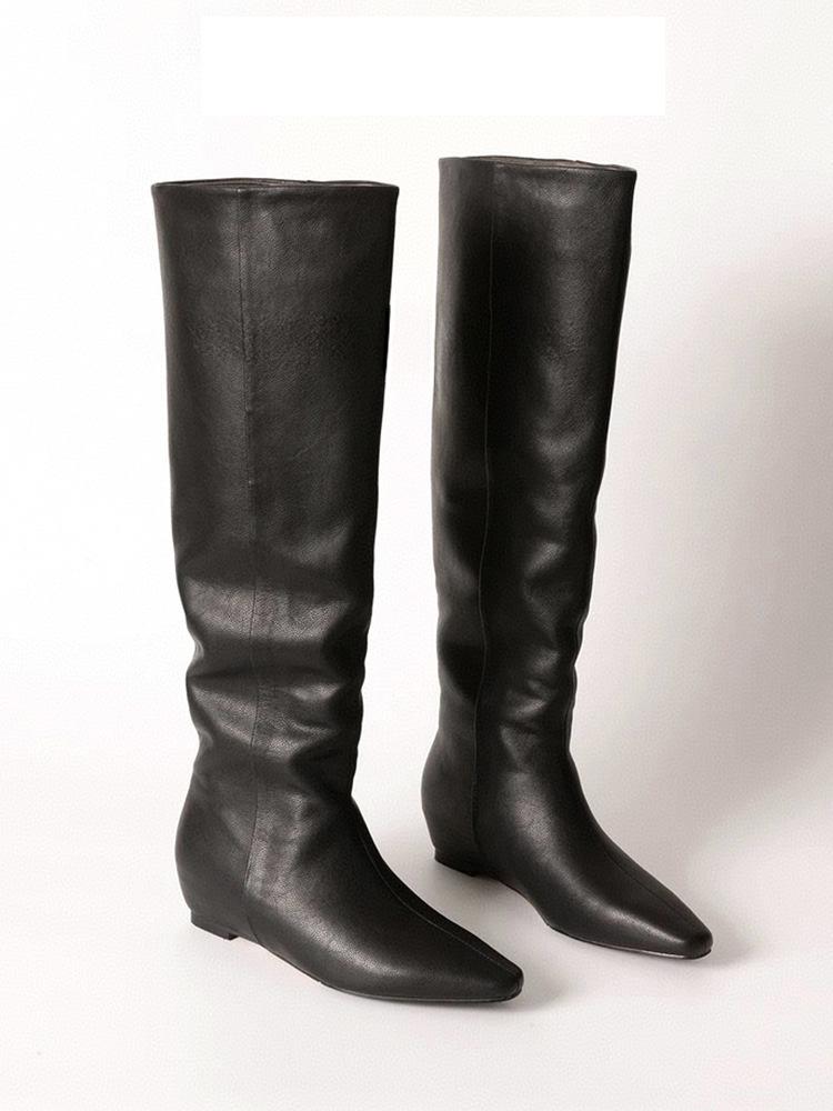

Inner heightening knee boots women s 2025 new popular thin knee boots square head flat bottom sleeve knight boots 40