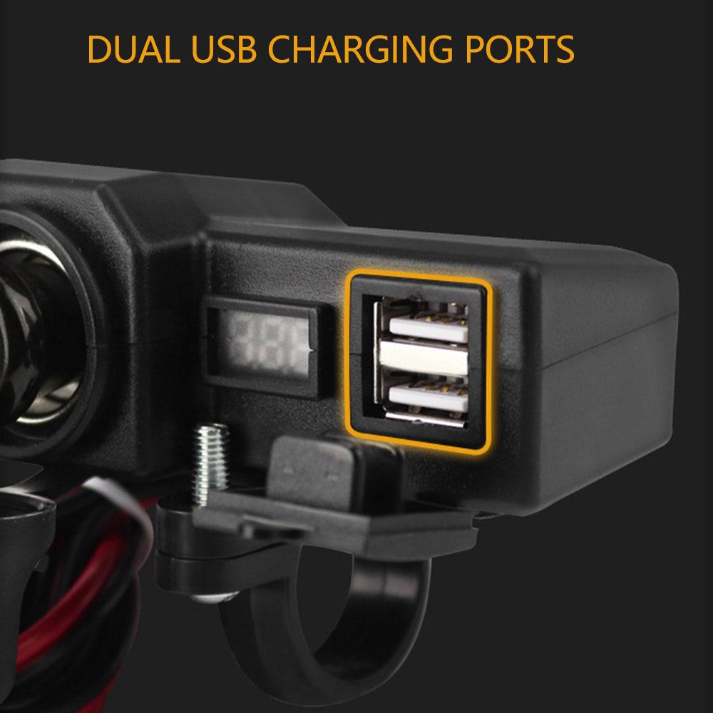 USB Port Waterproof Motorbike Motorcycle Handlebar Phone Mobile Charger Adapter Motorcycle Phone Charger Kit Handlebar Socket