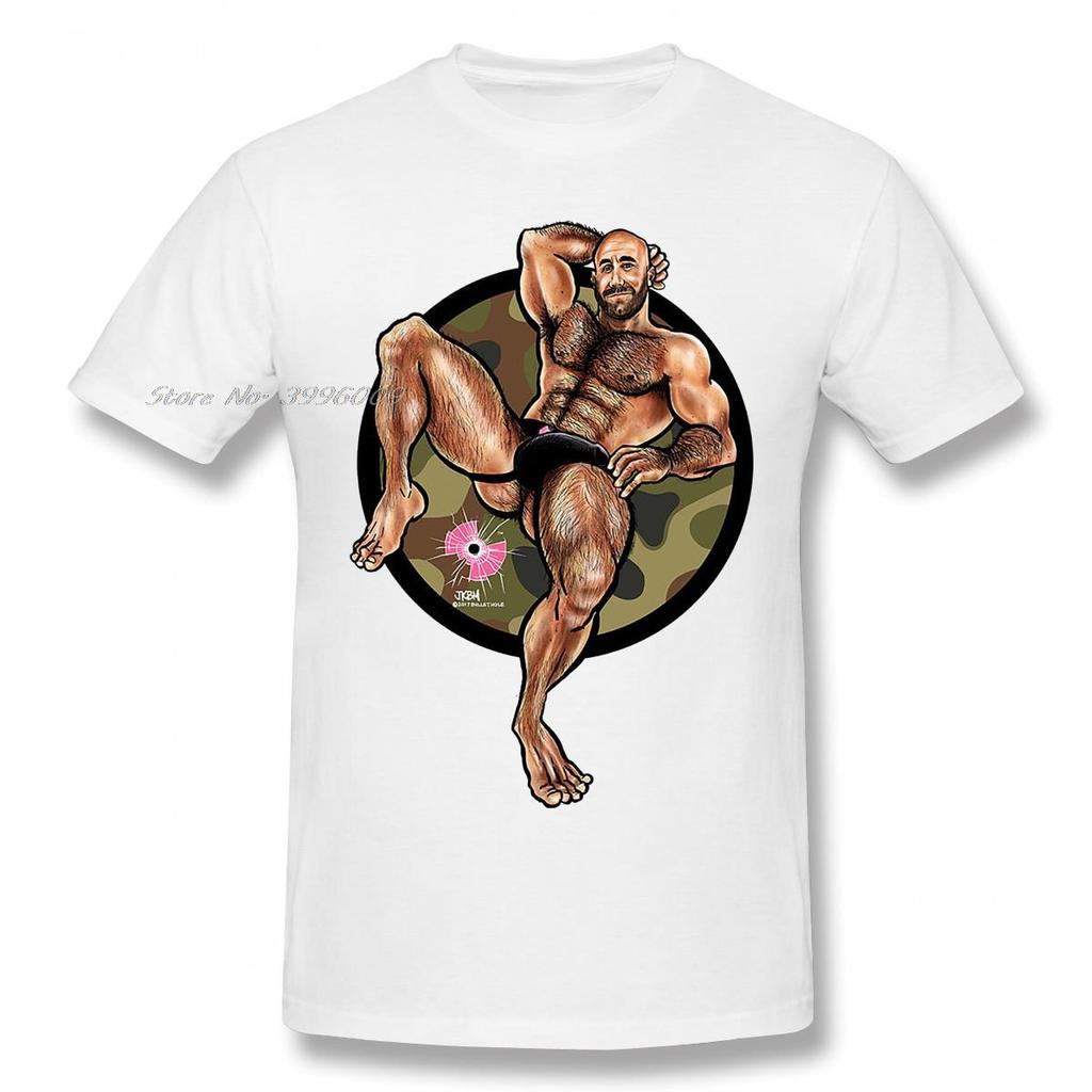 Bullethole Cammo Manspreading T Shirt Gay Interest Musclebear Muscle Bear TShirt Bubblebutt Booty Woof Bullethole T-Shirt