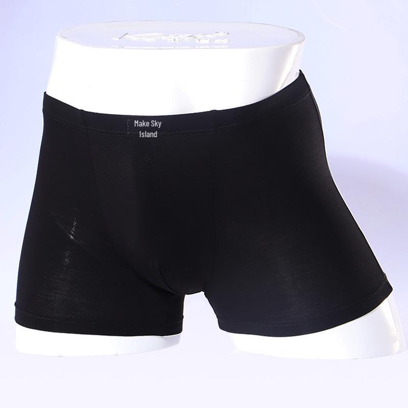 Men's Solid Color Modal Mid-Waist Breathable U-Convex Boxer Briefs