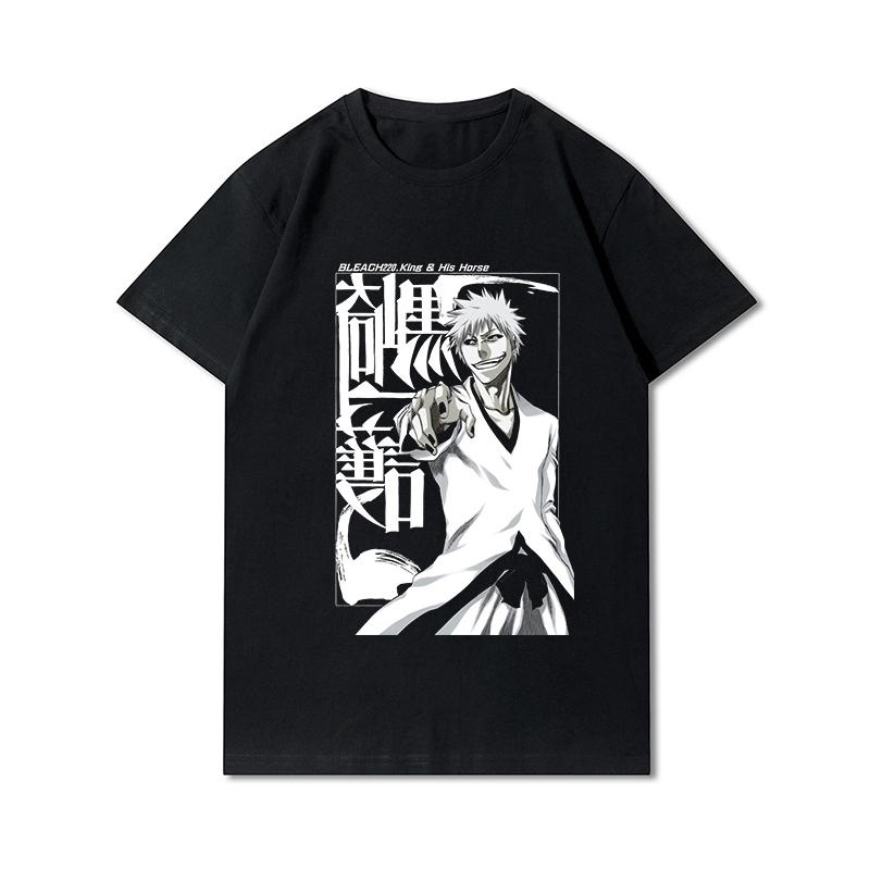 Plus Size BLEACH Kurosaki Ichigo Men T-Shirt Harajuku Cool Hip Hop Cotton T Shirts Casual Funny Tops Tees
