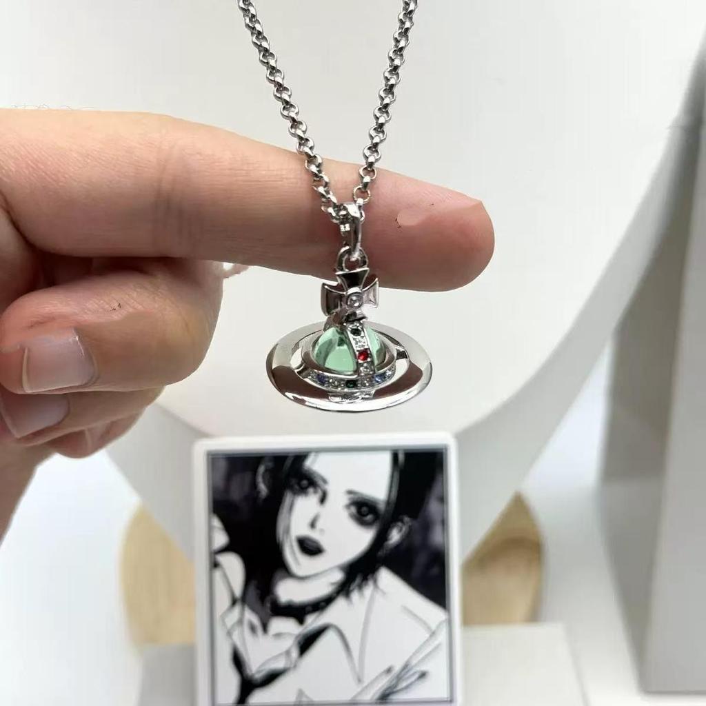 Westwood Saturn Choker Necklace: High Version, Medium Size, Women's 10MM Beads, Logo Clasp.