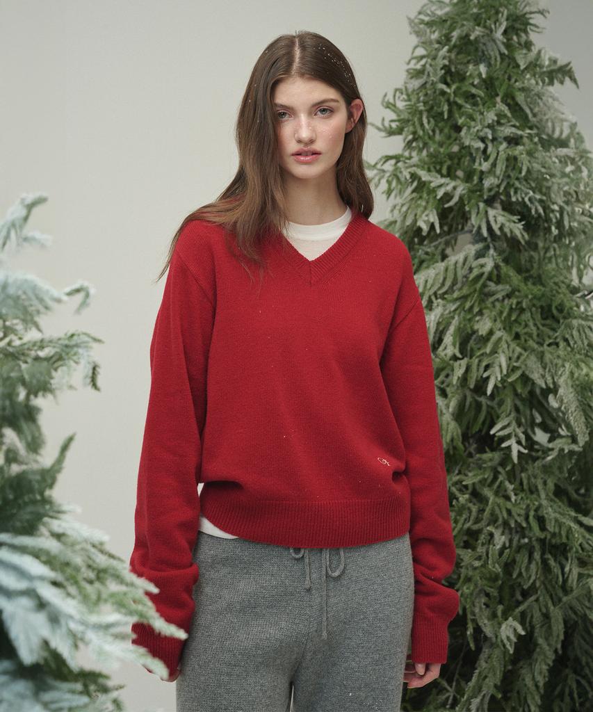 OSTKAKA Essential V-Neck Pullover Red
