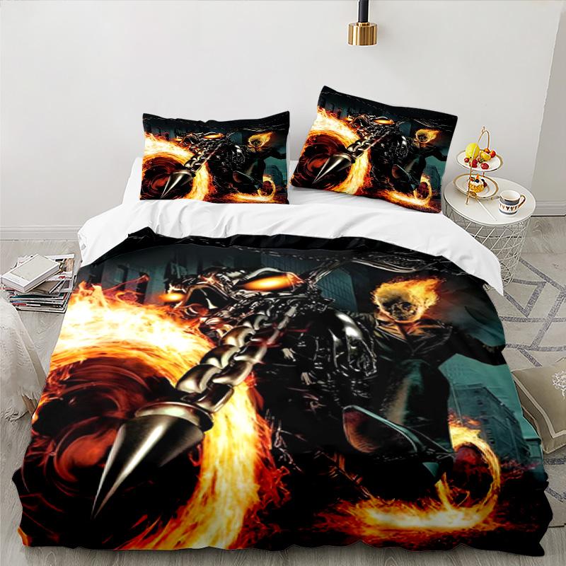 Rider On Fire 3PCS Bedding set,Ideal for 1pc Duvet Cover And 2pcs Pillowcases Perfect for Fan gift,Ideal for Bedroom, Dormitory