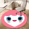 1pc Heart-shaped character with pink hair and blue eyes. Round carpet, Made of Polyester,Perfect for Decorating Office Chairs, Living Rooms,fplt310
