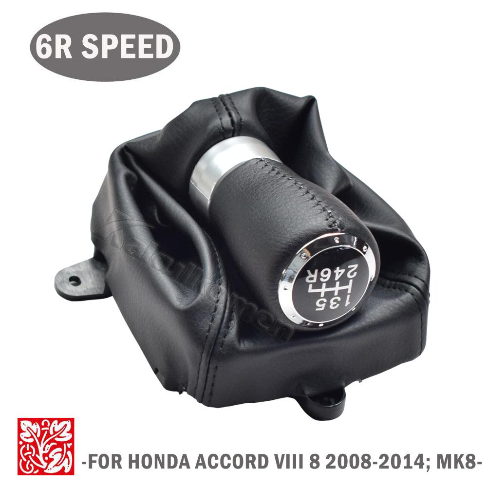 Manual 5/6 Speed Auto Black Leather Car Gear Shift Lever Knob Stick Head Handball For HONDA ACCORD VIII 8 MK8 2008 2009-2014