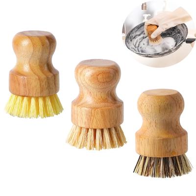 Spazzole per Lavare i Piatti in Bambù Cucina Spugne Abrasive in Legno per Lavare Padella/Pentola in Ghisa Spazzola per la Pulizia Setole Naturali in Sisal