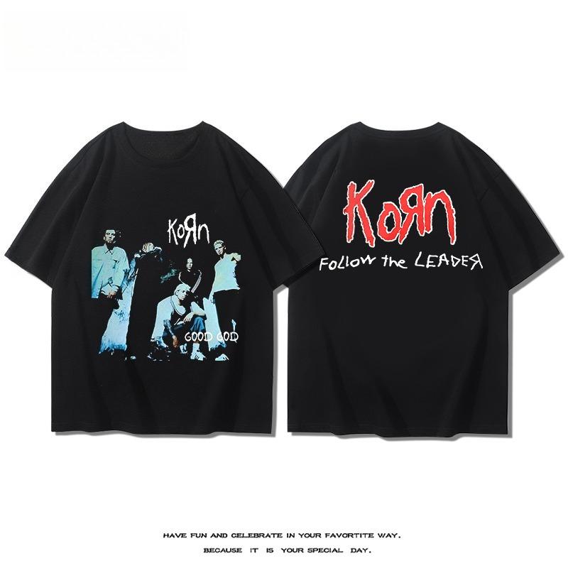 KORN Band Kurzarm-T-Shirt Herren und Damen Sommer Amerikanischer Industrial Metal Rock Baumwolle Bequemes Kurzarm-Oberteil