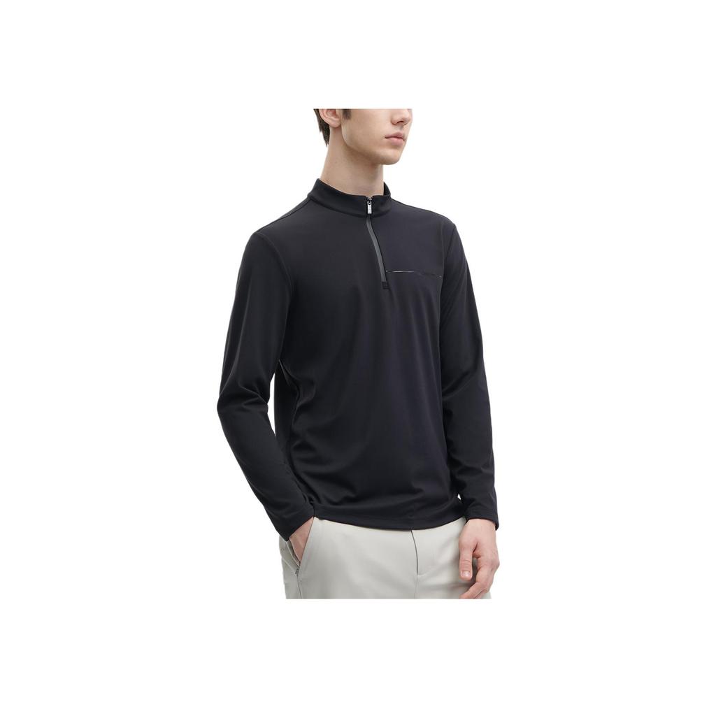 FILA 2023 Winter New Knit Long Sleeve Top Simple Casual Stand Collar Top Men tops Black F11M342217FBK