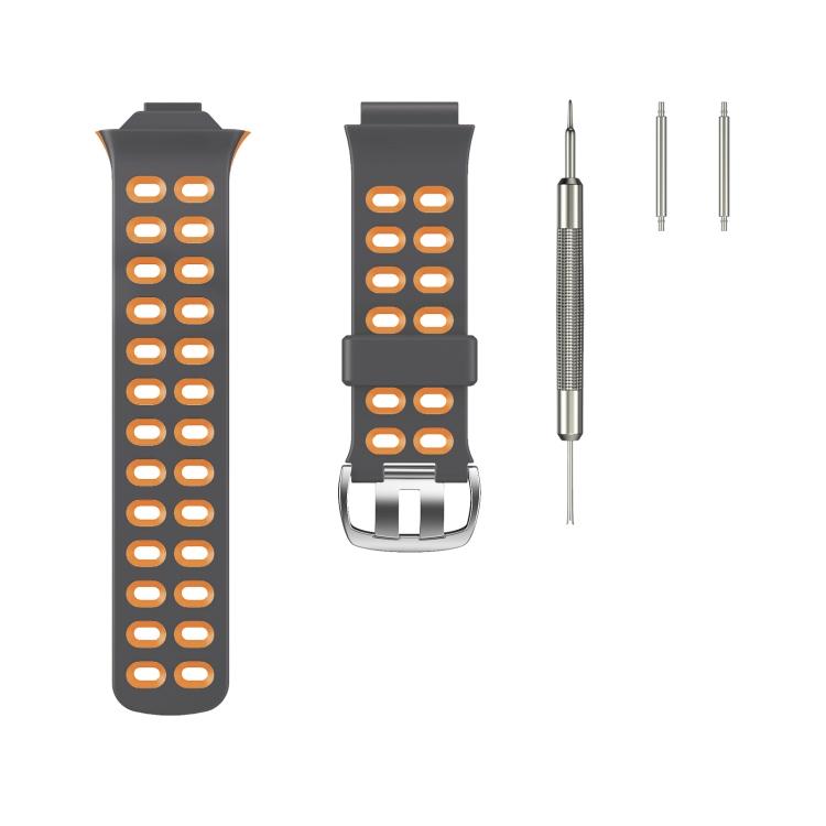 For Garmin Forerunner 310XT Two-color Silicone Watch Band(Grey Orange)