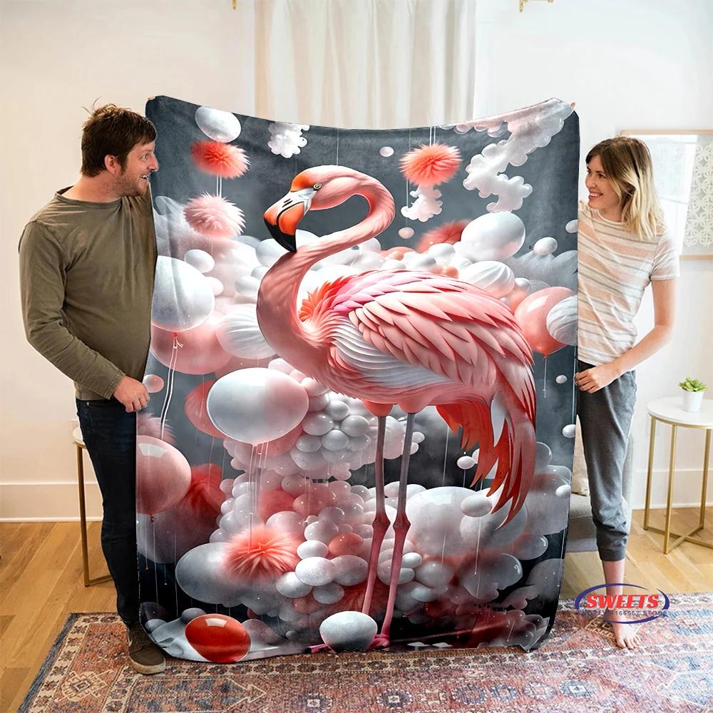 Beautiful Pink Flamingo Cartoon Soft Blanket for Bed Bedroom Sofa Picnic, Throw Blanket for Cover Outdoor Leisure Trip Nap Gifts
