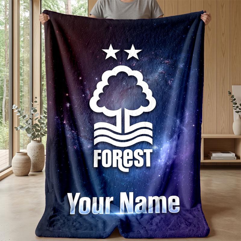 Coperta in Flanella Nottingham Forest FC con Testo Nome Personalizzato Logo Calcio Coperta in Pile Personalizzata Regalo Speciale per Divano Camera da Letto Casa