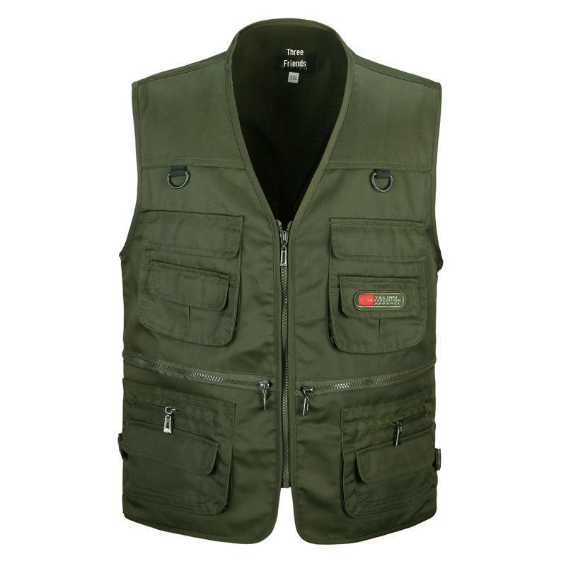 

Men s Multi-Pocket Canvas Vest for Spring and Autumn 4XL армія зелений колір