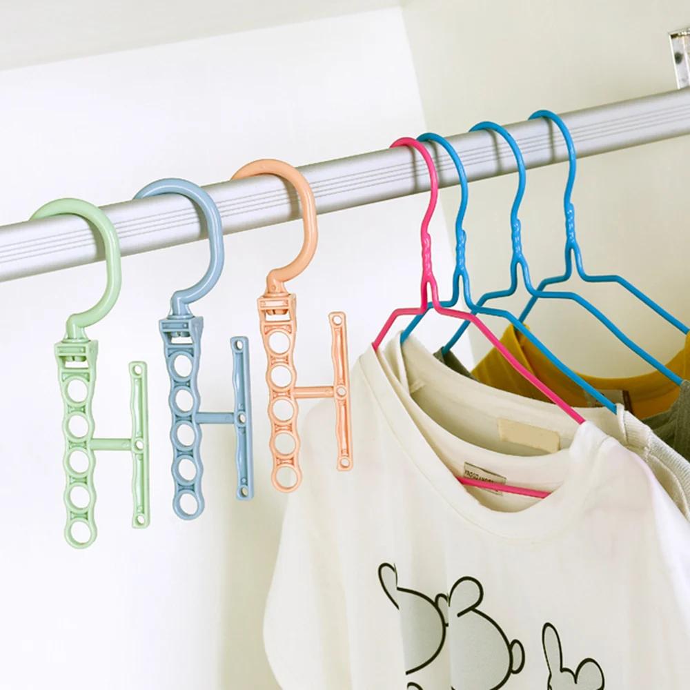 Plastic 5 Circle Multilayer Windproof Clothes Hanger Organizer Fixed Holder Storage Racks Buckle Hanger Anti-Slip Home