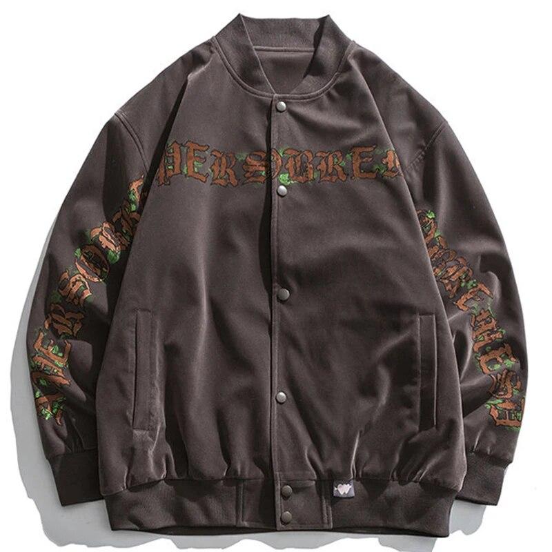 

Японская университетская куртка в стиле ретро, ​​мужская весенне-осенняя свободная бейсбольная куртка в стиле хип-хоп в готическом стиле с буквенным принтом, повседневная уличная одежда в стиле Харадзюку