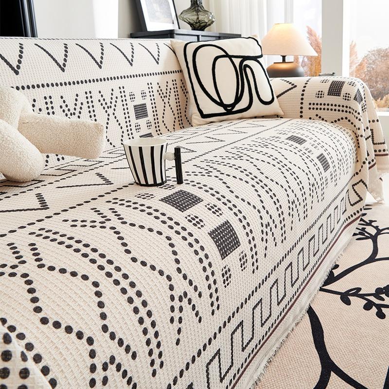 Plaid Sofa Towel Full Cover Cloth Simple Style Waffle Sofa Cover Universal Cover Universal Non-Slip Sofa Cover Cushion