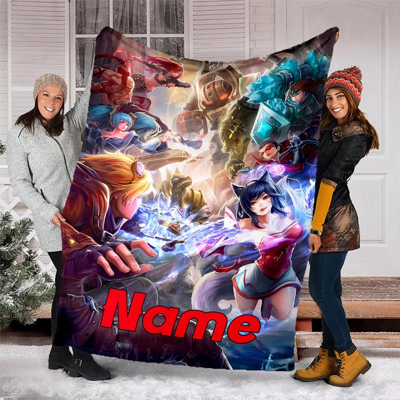 Personalized Custom Name Blanket - League of Legends Jinx Print Design,Blanket for Sofa,Bed,Travel,Camping - Soft and Warm, Great Gift