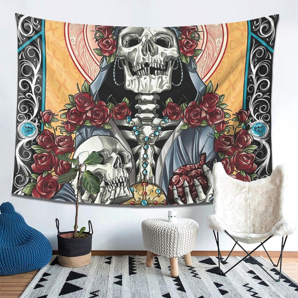 Santa Muerte Spanish Tapestry Decoration Art Aesthetic Tapestries for Living Room Bedroom Home Wall Cloth Wall Hanging
