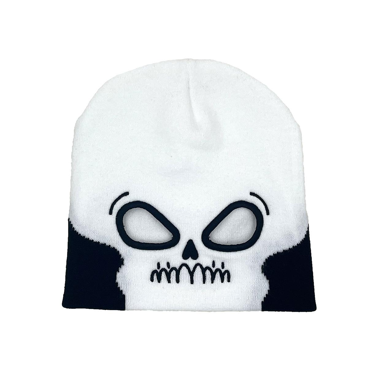 Halloween Knitted Hat Personalized Exposed Wool Hat Funny Party Jacquard Knitted Wool Hat One size fits all белый