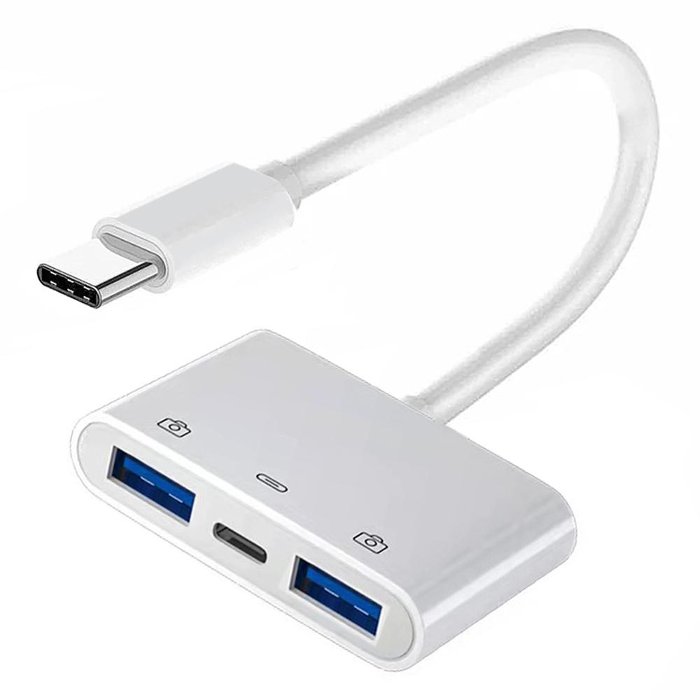 

UC-155-TC003 Type C to Dual Type-A USB3.0 Female with PD Power Charge Adapter Compatible with Laptop Tablet Phone As Shown A