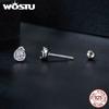 WOSTU Classical Round 0.1 CT Moissanite Stud Earrings For WOmen 925 Sterling Silver Original Earrings Moissanite Wedding Jewelry