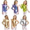 Bambine Ragazze Halloween Tuta da Gioco di Ruolo Aliena Asimmetrica Metallica Monospalla Manica Lunga Collo Alto Dorso con Zip Invisibile Body