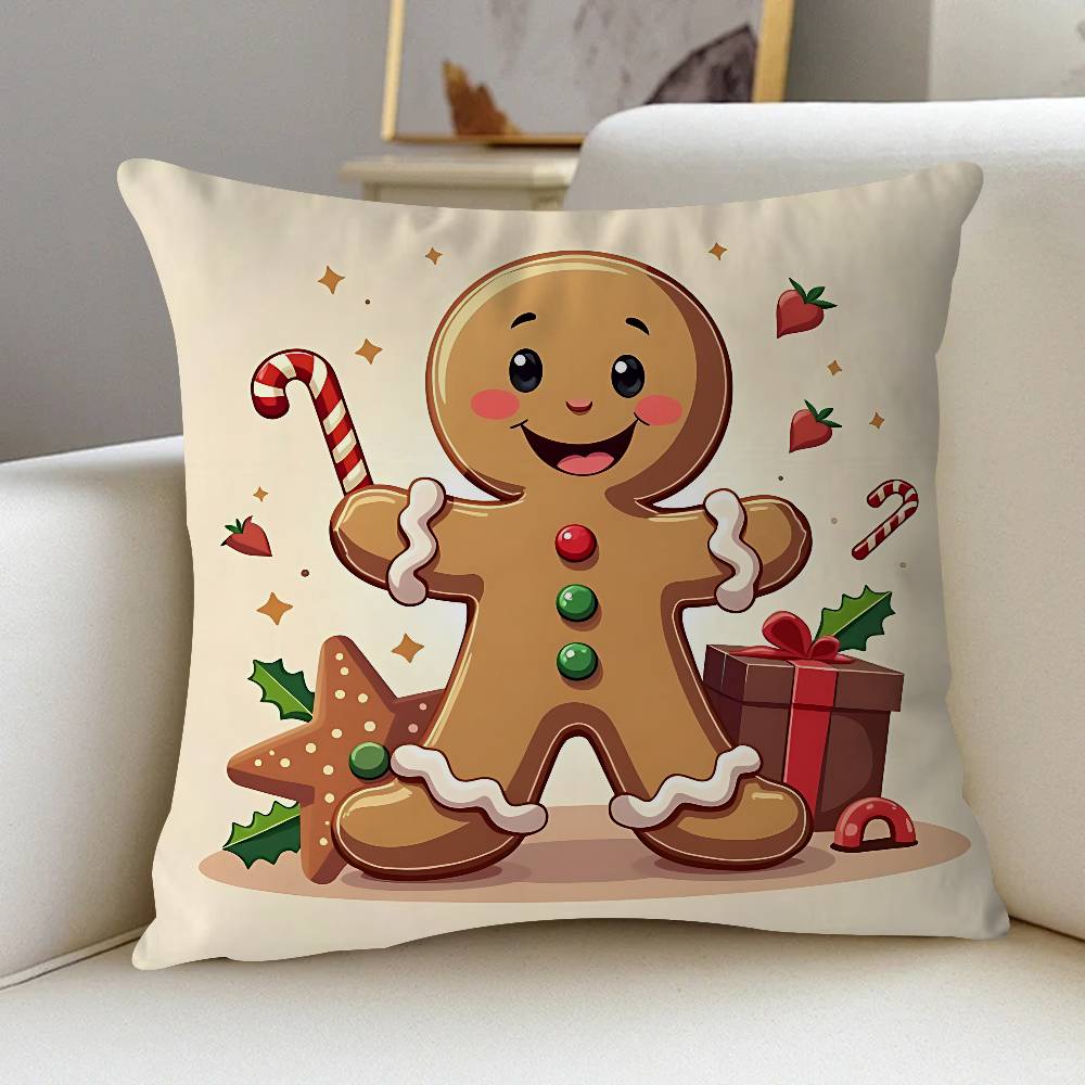 Christmas Gingerbread Man Cushion Cover 30x50 Polyester Sofa Cushions Decorative Throw Pillows Home Decoration Pillowcover