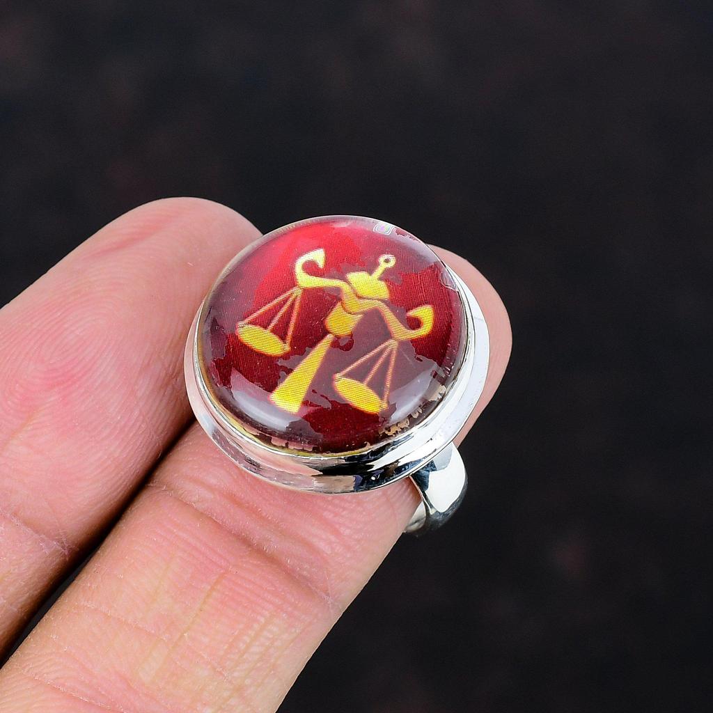 Libra Zodiac Sign In Red Onyx Ring Dainty Horoscope Ring 925 Sterling Silver Ring Libra Zodiac Astrological Jewelry Adjustable Gemstone Ring