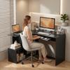 Corner Desk, 120 x 100 x 76 cm, L-Shaped Computer Desk, Keyboard Tray, 4 Open Compartments, Black