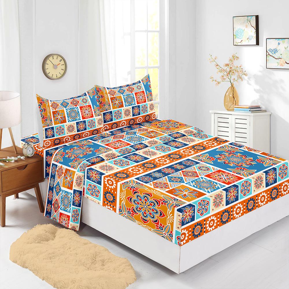 Four-Piece Mattress Digital Printing Mattress Protective Cover Bedding Bohemian