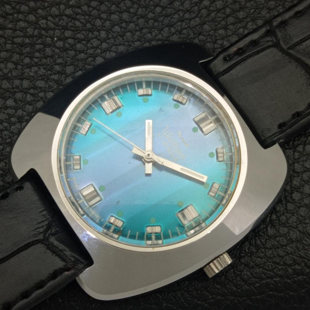 WALTHAM HAND-WINDING VINTAGE SWISS MENS BLUE COLOR DIAL WRIST WATCH a701967-1