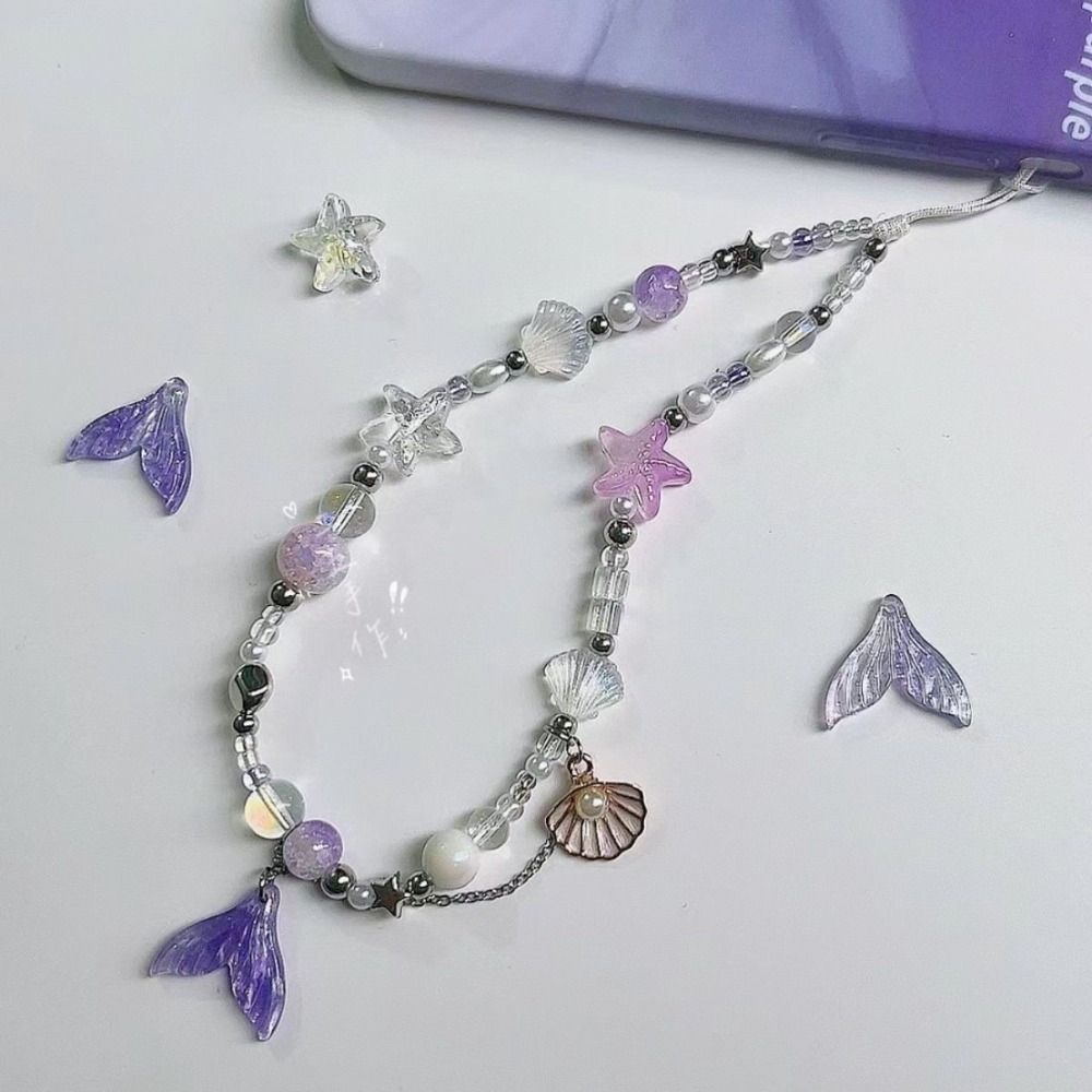 

Beaded Cell Phone Strap Anti-loss Cell Phone Wrist Strap Cell Phone Hanging Chain Small Gifts фиолетовый