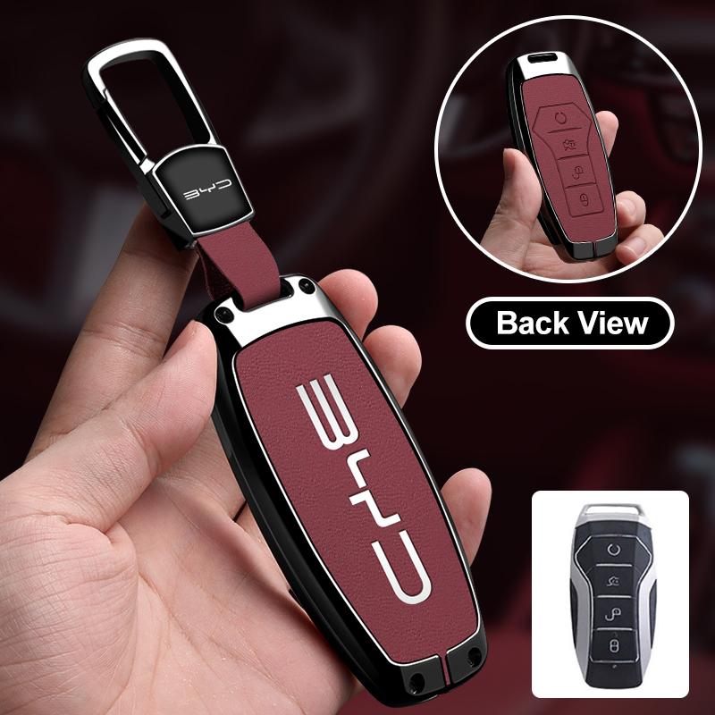 Zinc Alloy Leather Car Key Bag For Byd Second-Generation Song Pro, Tang Dm, Qin Plus Max, Yuan Dynasty, Atto, Han Ev, Dolphin